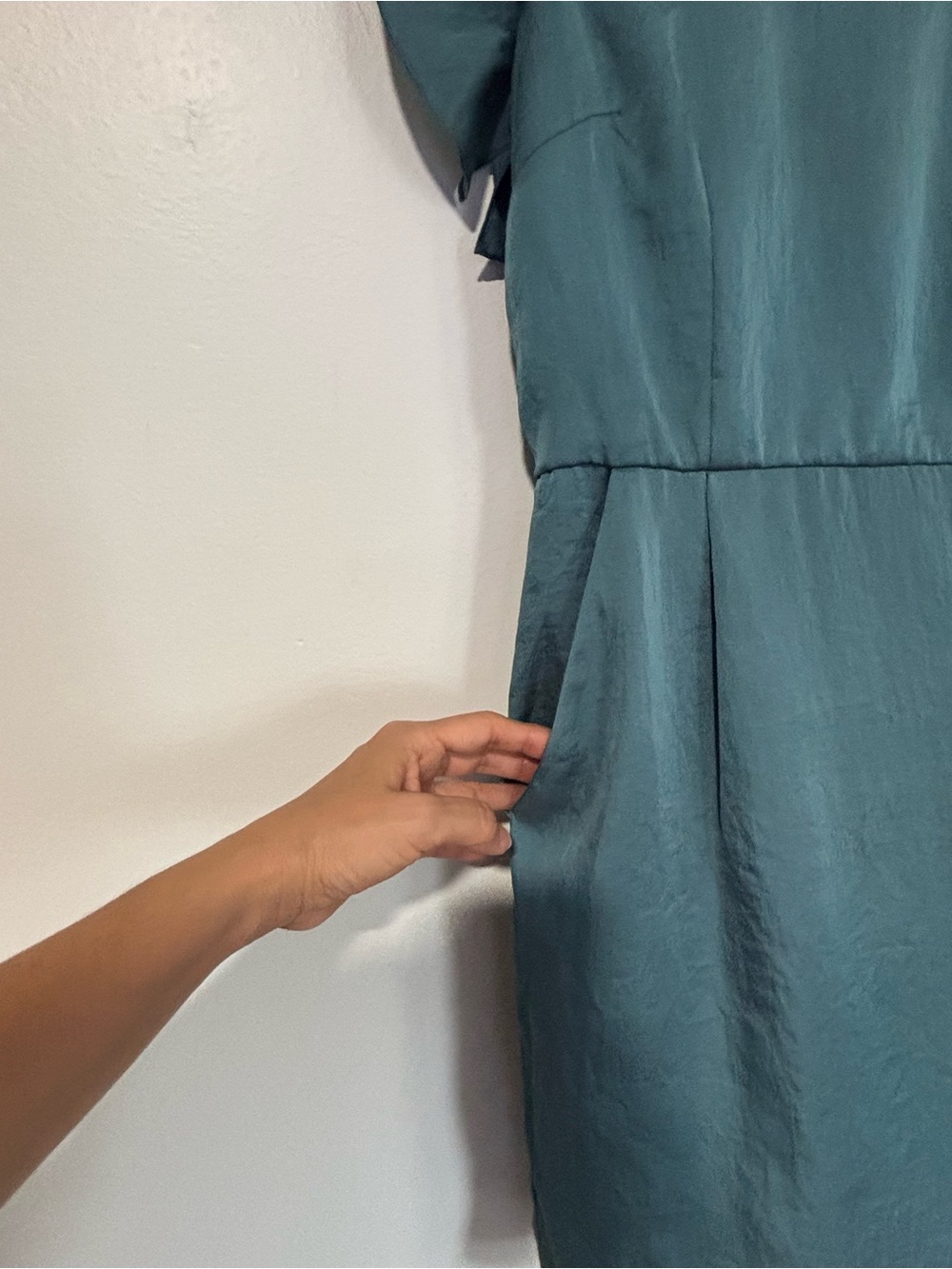 LOFT Teal Ruffle-Sleeve Mini Dress - Picture 12 of 13